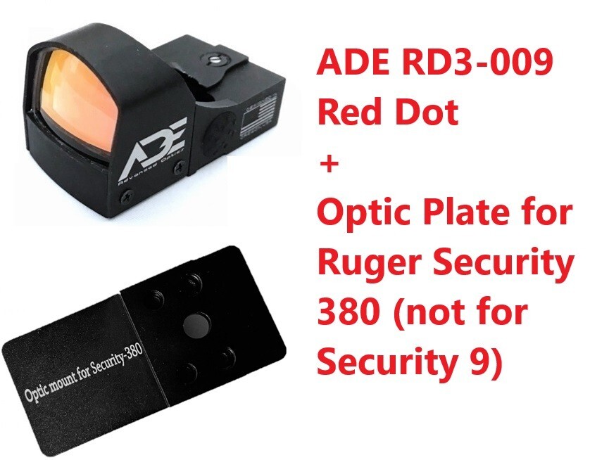 ADE RD3-009 Shake Awake Red Dot + RUGER Security 380 pistol Optic Mount Plate