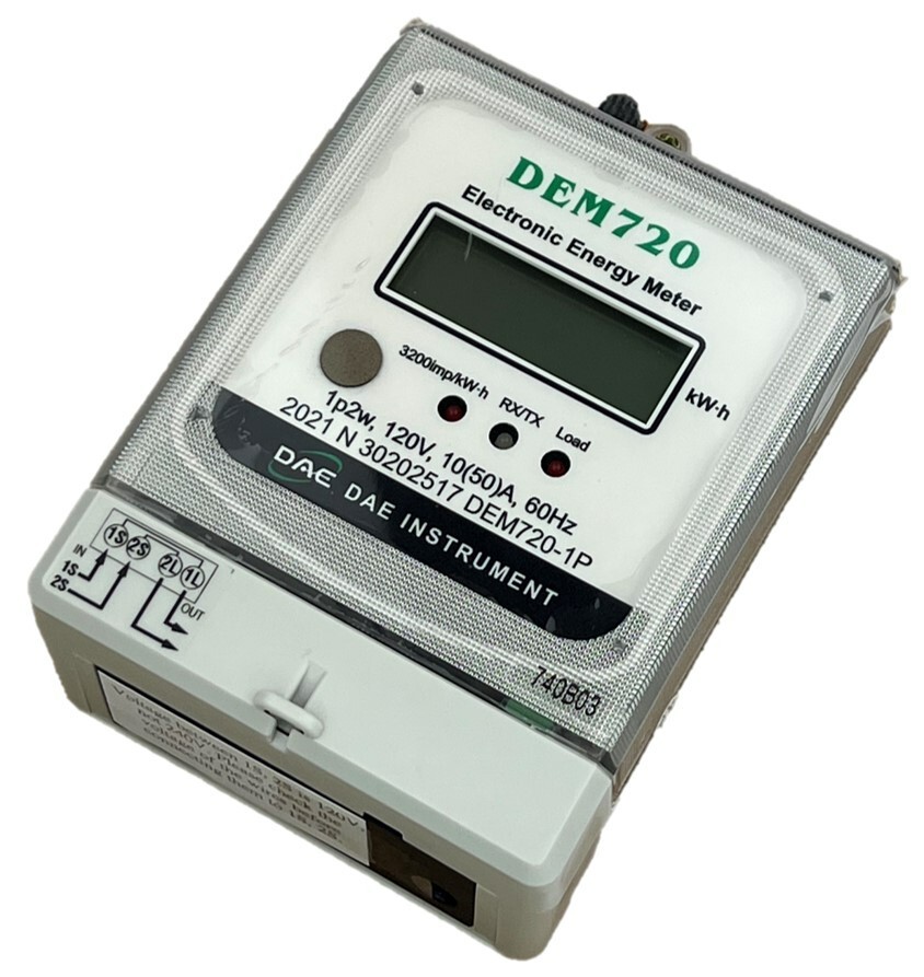 DAE DEM720-1P kWh Submeter, RS485, 1P2W(1 Hot wire,1N), 120v, 50A, Internal CT