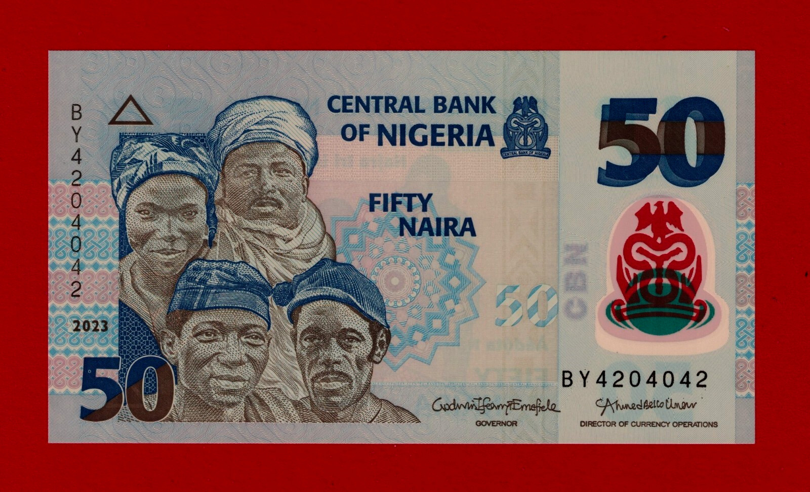50 NAIRA 2023 NIGERIA UNC POLYMER Note Prefix: "BY" (P-40) Sign: Emefiele & Umar