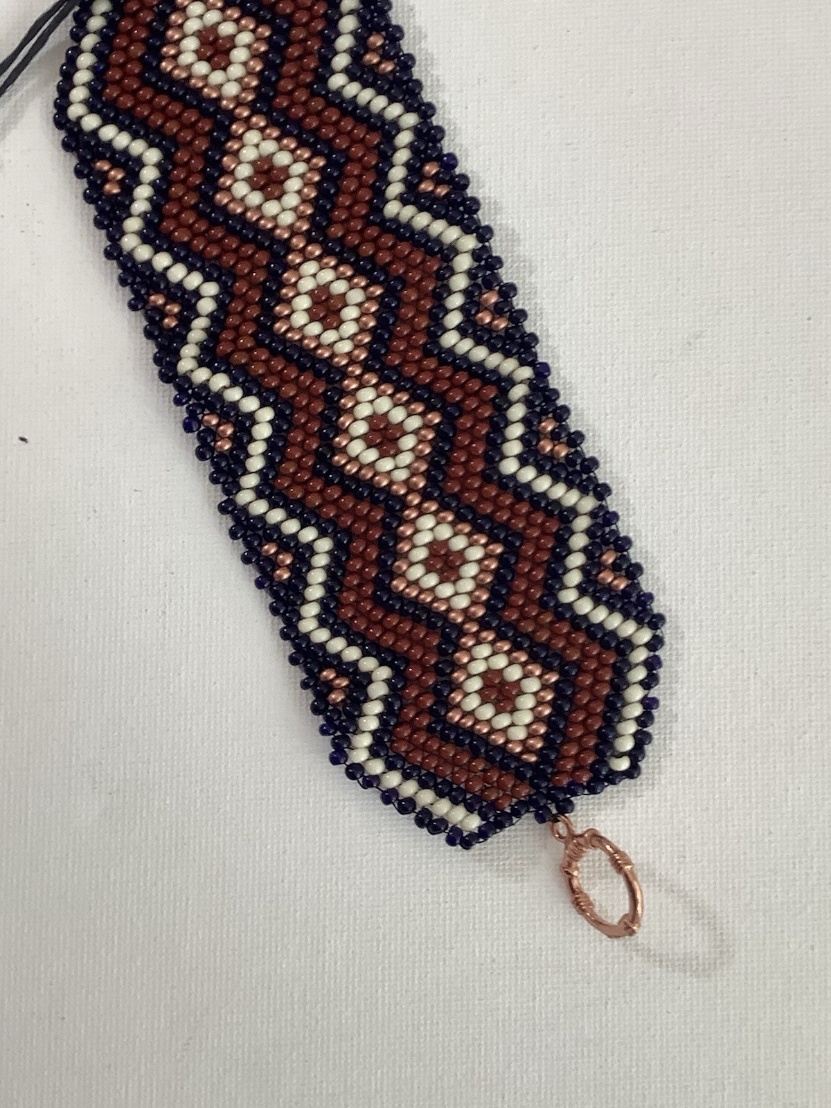 Handmade Beadweaving Bracelet with Copper Toggle Closure
