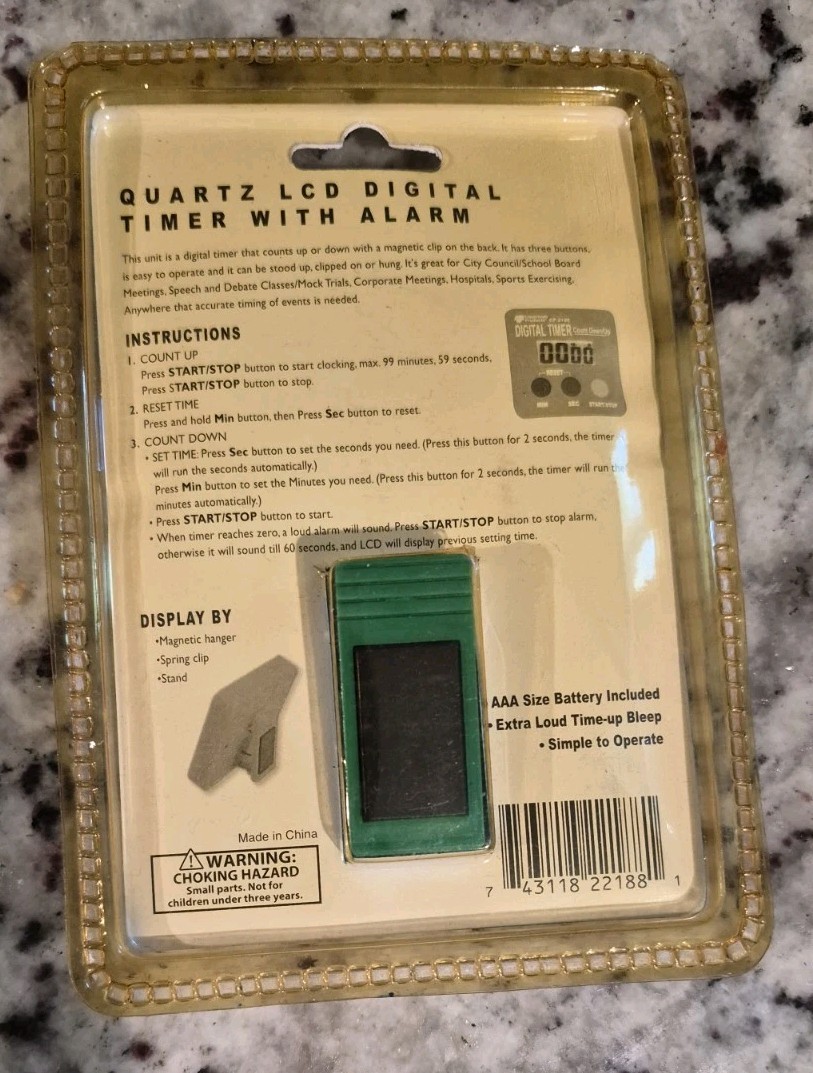 Vintage Digital Timer, Counts Up & Down, Seconds & Minutes Sealed
