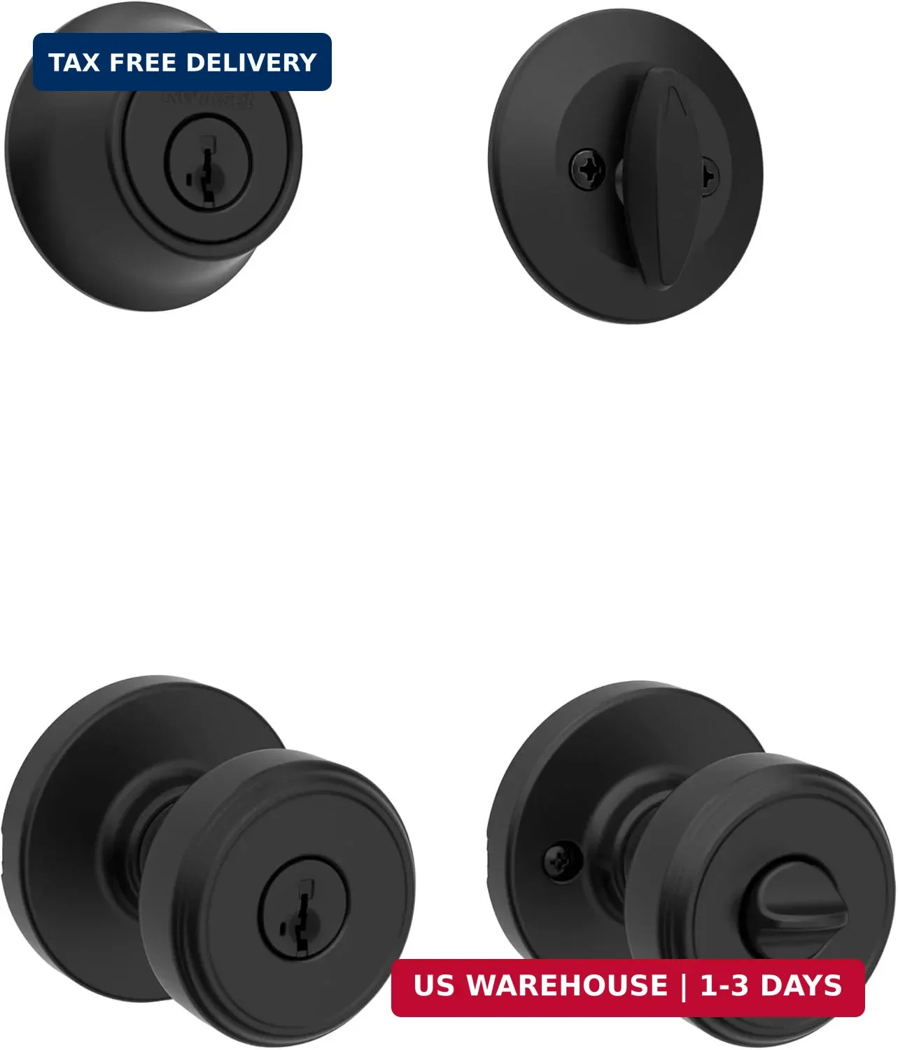 Maven Front Door Lock Handle and Deadbolt Set, Entry Handleset Round Ext