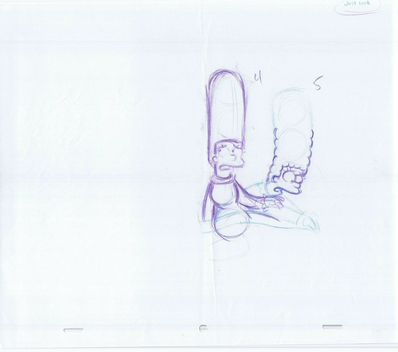 Simpsons Marge Original Art Animation Production Pencils Rough Comp Just Look