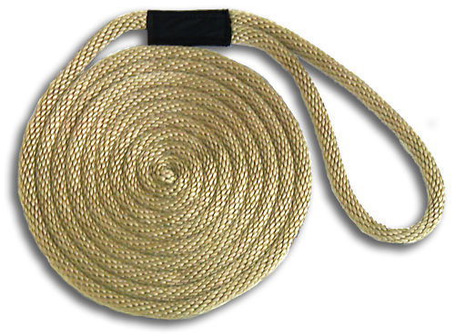 5/8" x 20' Solid Braid Dock Lines - Light Jute (Beige) - Made in USA