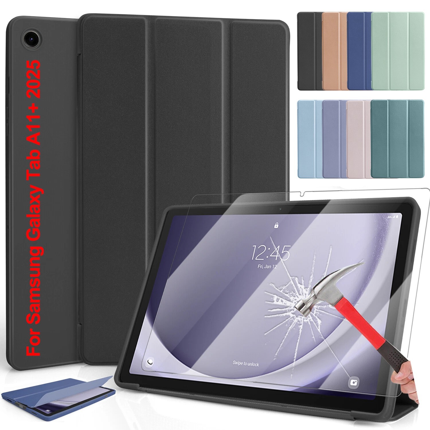 Case For Samsung Galaxy Tab A11+ 2025 11" Cover/ Tempered Glass Screen Protector