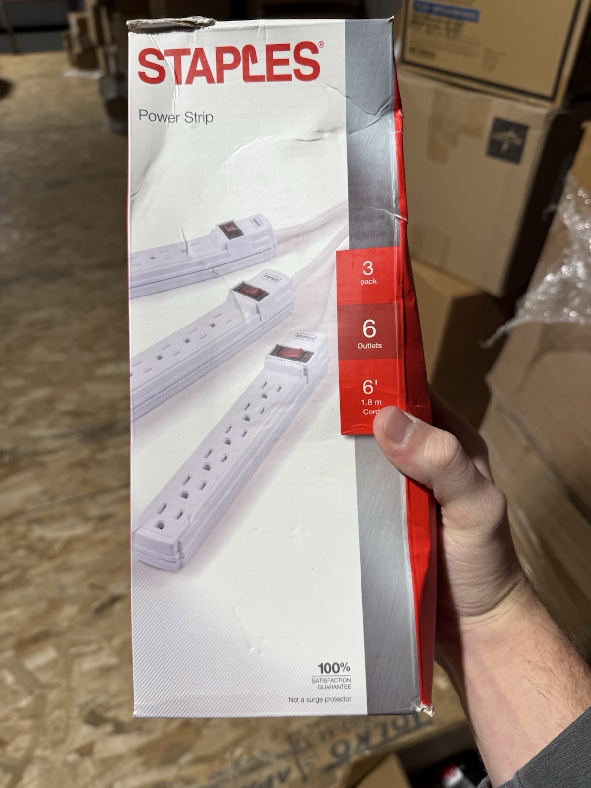 Lot of 3 Used Staples 6-Outlet Power Strip w/ 6' Cord 17651