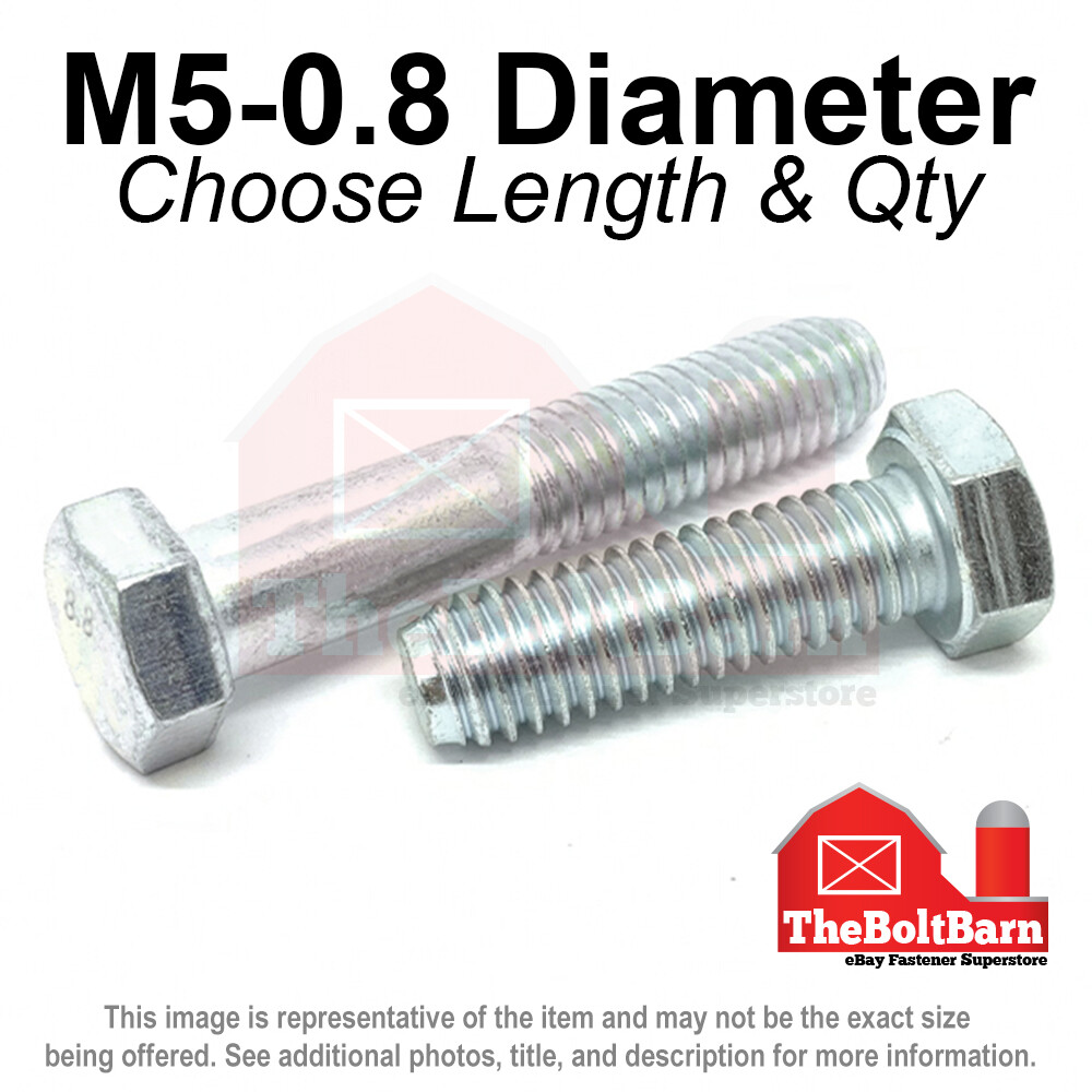 M5-.8 Class 8.8 Hex Cap Screws Bolts COARSE Thread USS Zinc (Pick Length & Qty)