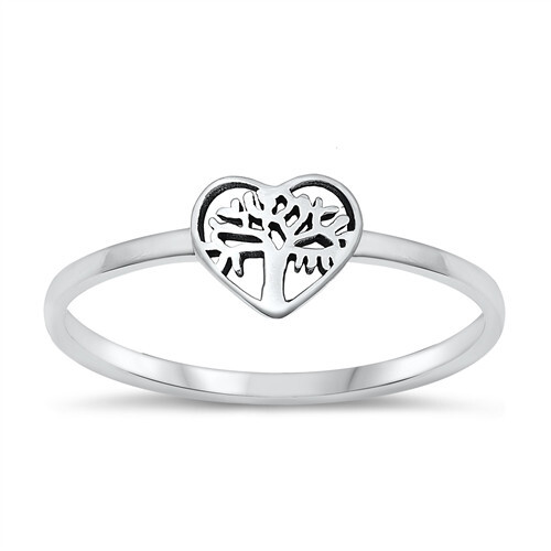 Tree of life heart sterling silver toe ring