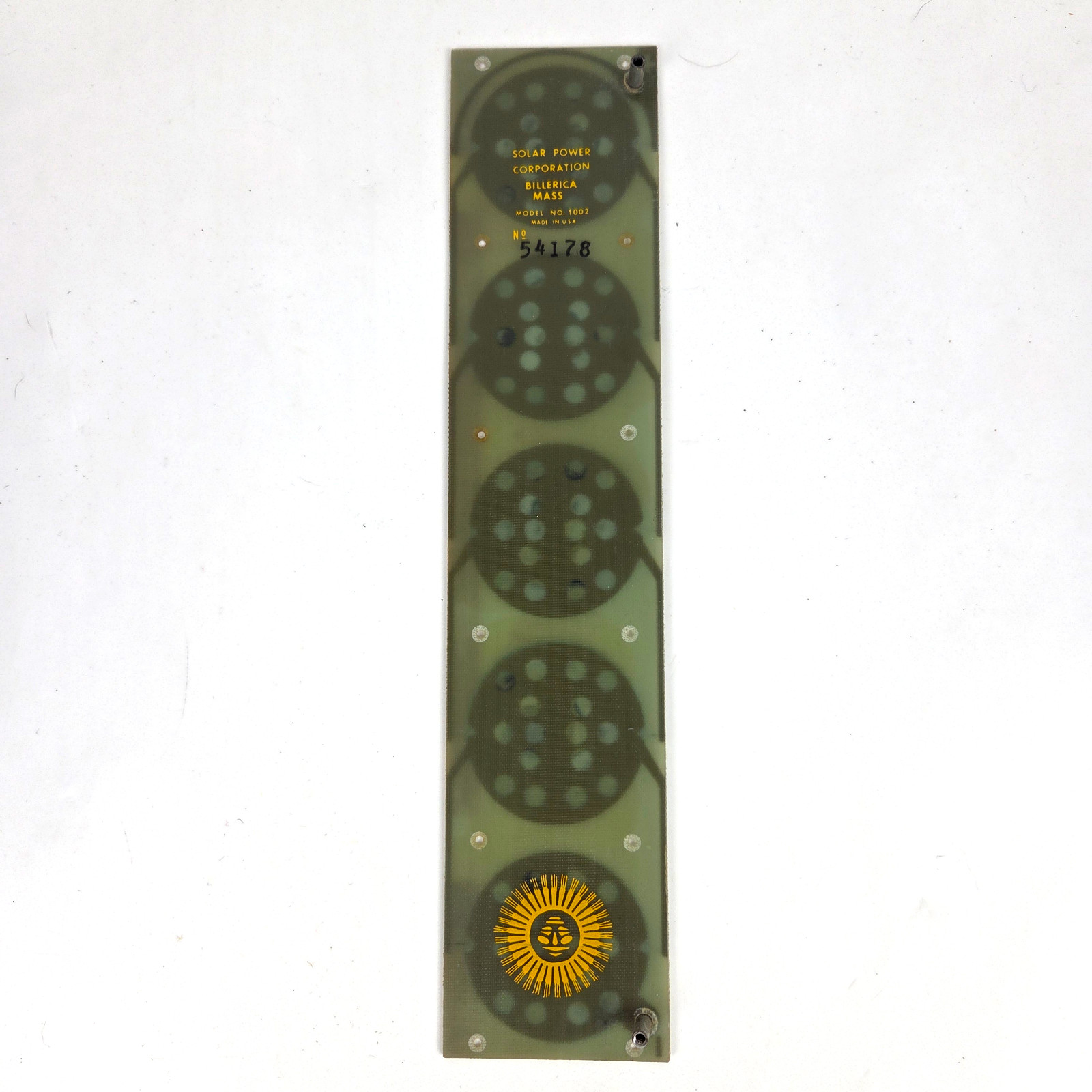Solar Power Corporation Model 1002 Photodiode Array Board Made in USA Vintage
