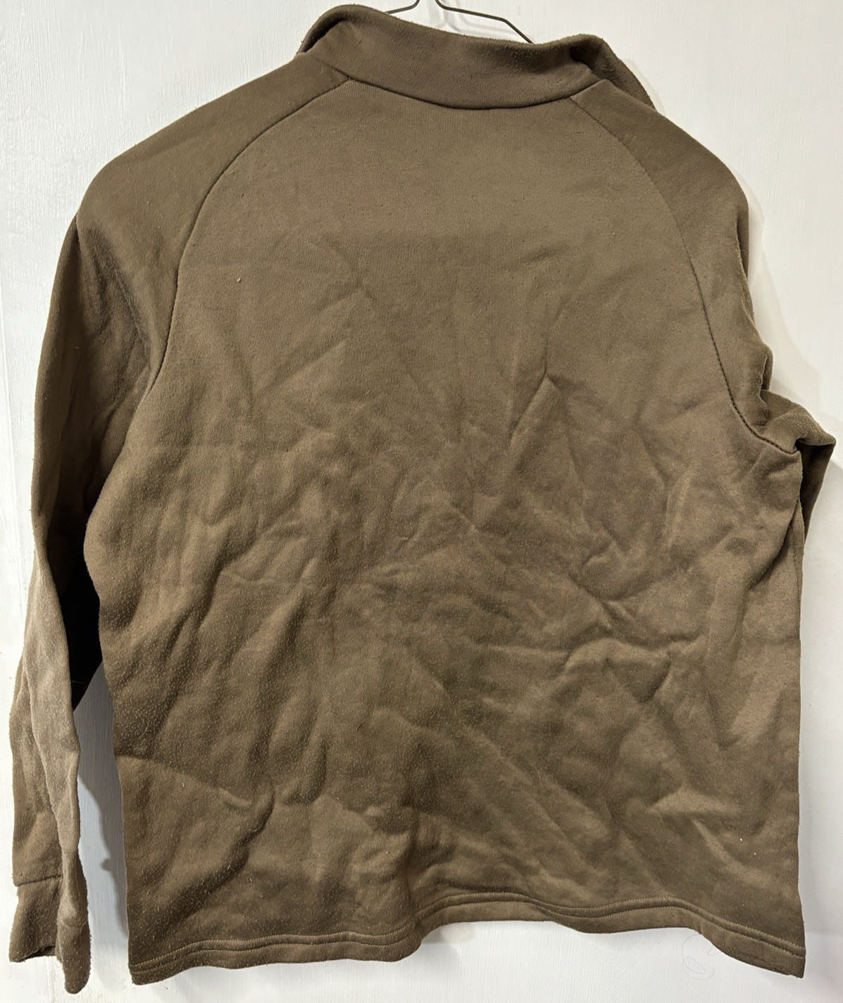 US Military Cold Weather Polypro 1/4 Zip Undershirt Brown Pullover Size Large