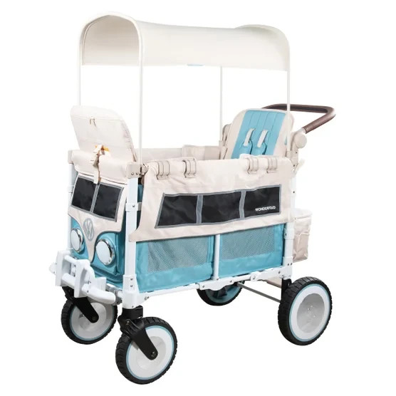 WONDERFOLD VOLKSWAGEN BUS VW2 WAGON DOUBLE TWIN STROLLER KIDS FOLDING OUTDOOR