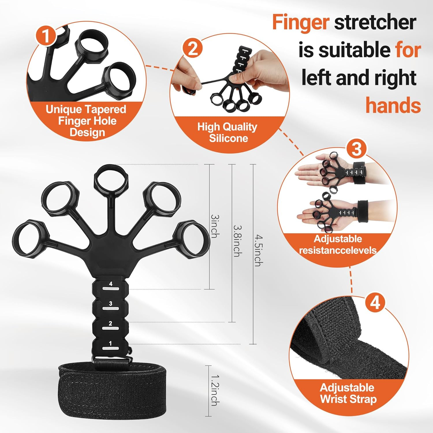Grip Strength Trainer Kit (5 Pack) Adjustable Resistance Hand Gripper,Finger Exe