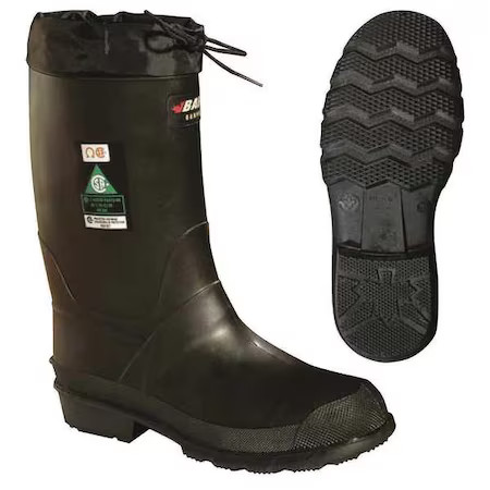 Baffin 85740000 Men's Refinery Rubber Boot, Steel Toe, 11" Height, Black, 6