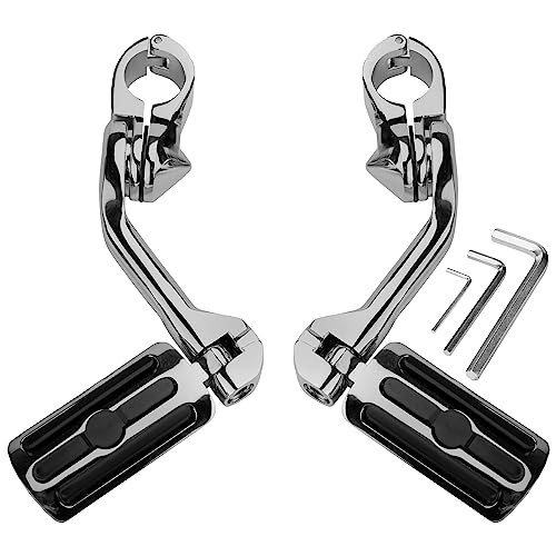 Motorcycle 1.25" Highway Footpegs Adjustable Foot Pegs Long Angled Chrome-A