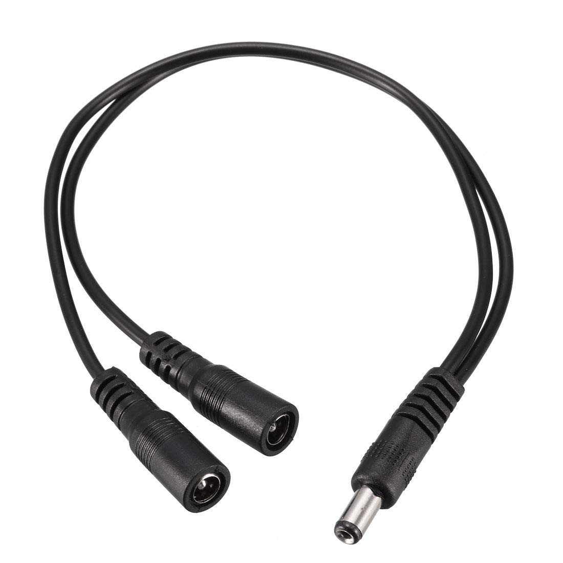 uxcell 1 Male to 2 Female 5.5mm x 2.1mm 32cm DC Power Splitter Cable Black