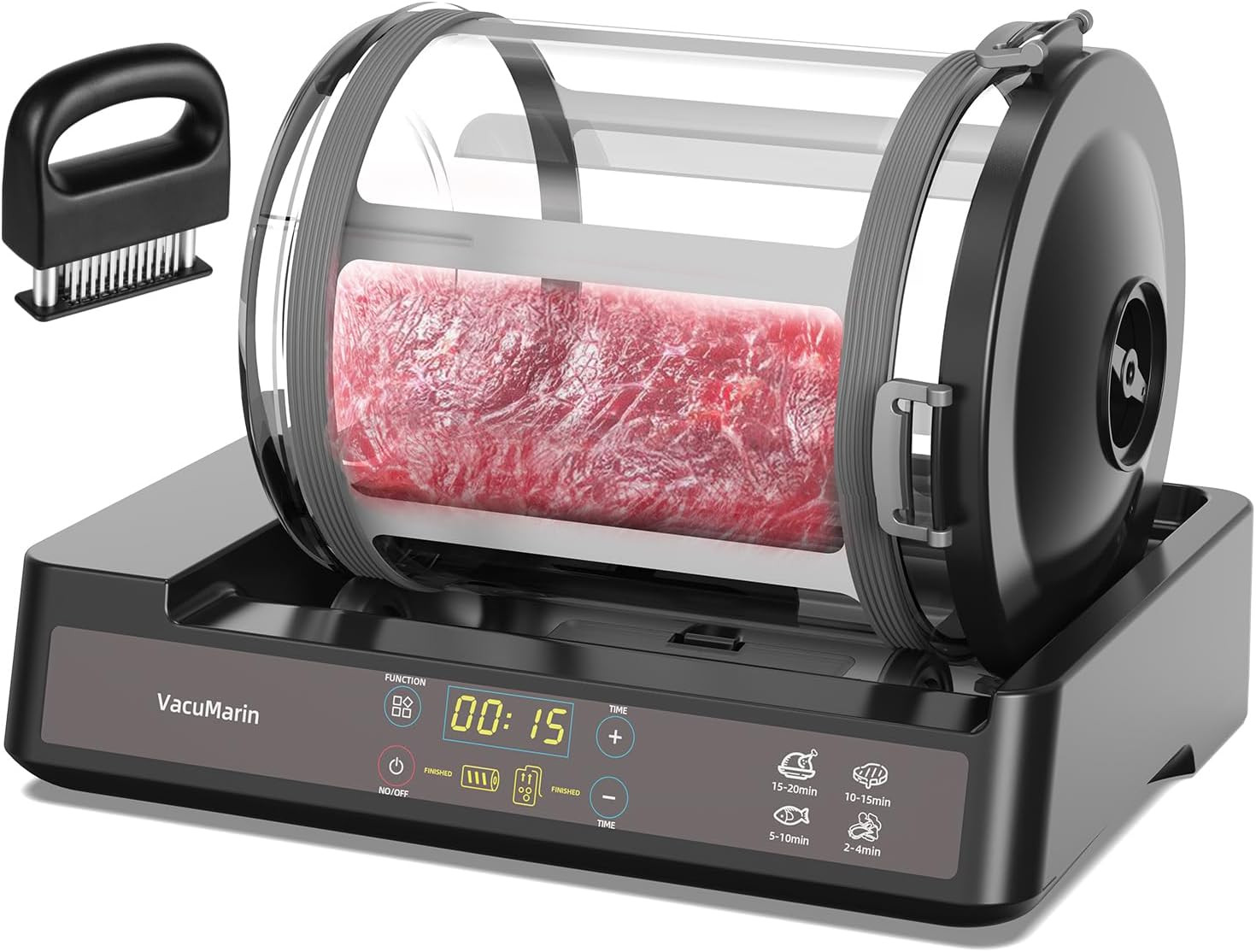 15 Minute Vacuum Tumbler Marinator for Meat Vegetable with Leak Proof Clip and F