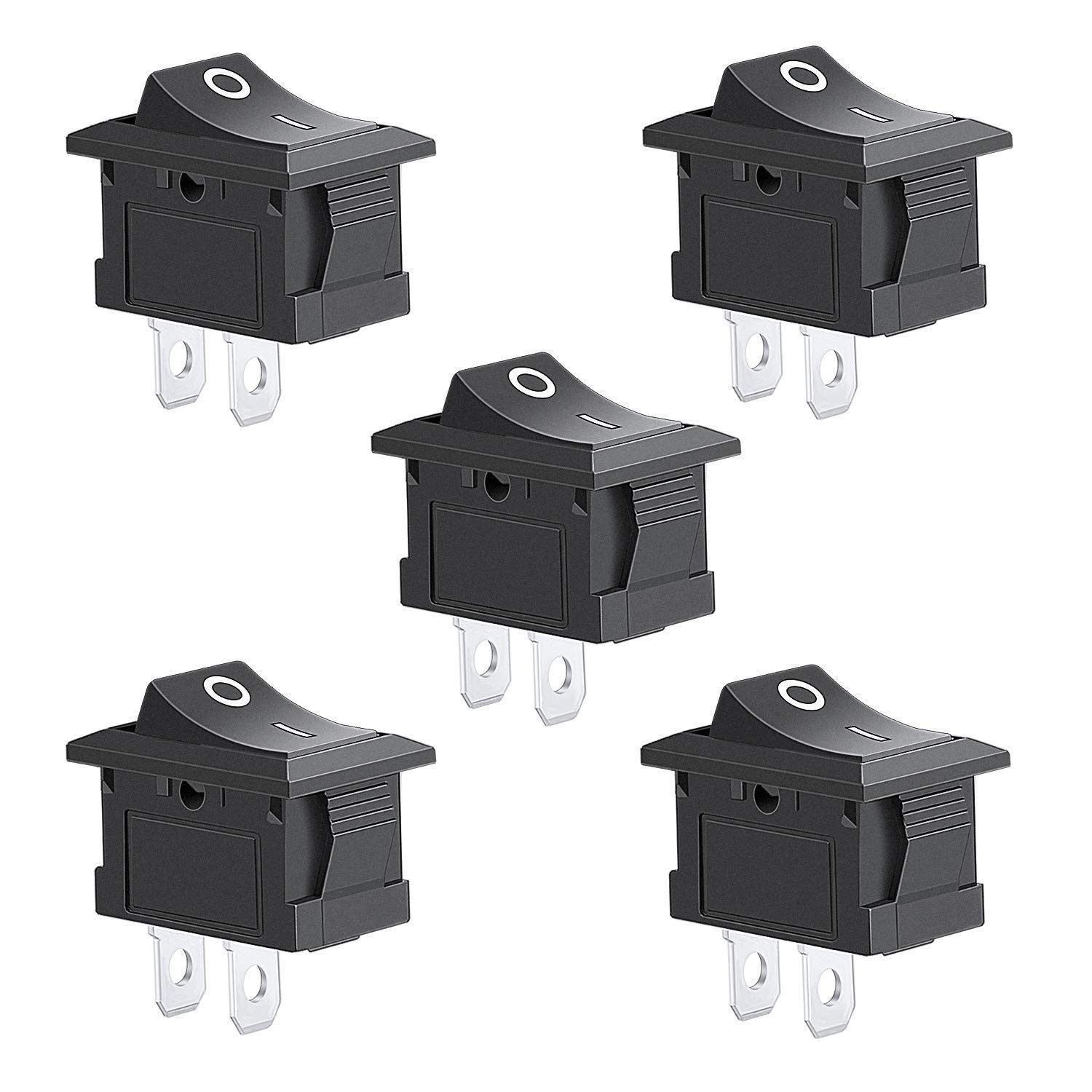 Compact 5pcs On/Off Rocker Switches - Easy Snap-in Installation for 110V Systems