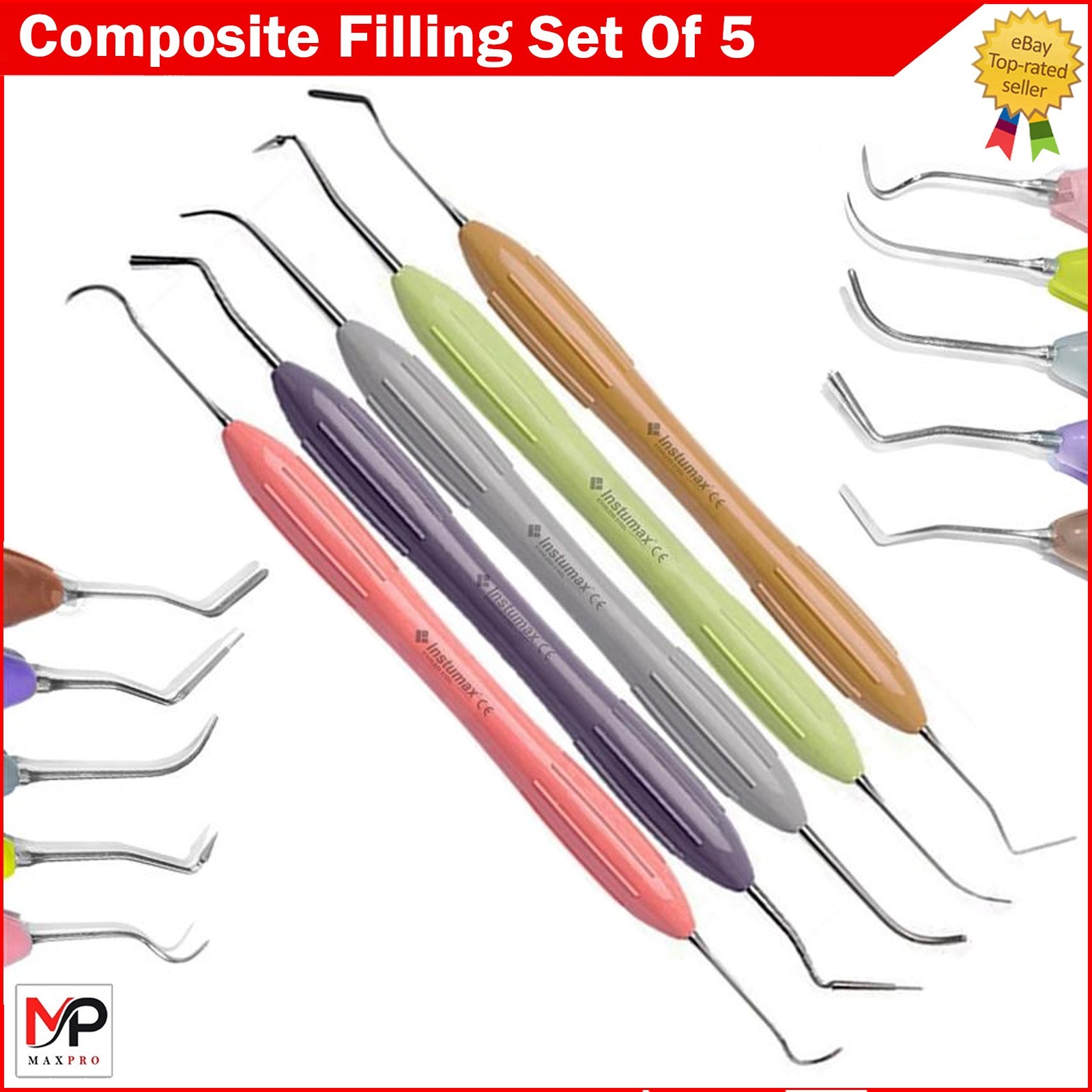 Dental Composite Filling Instruments Silicon Handle Restorative Tools, Set of 5