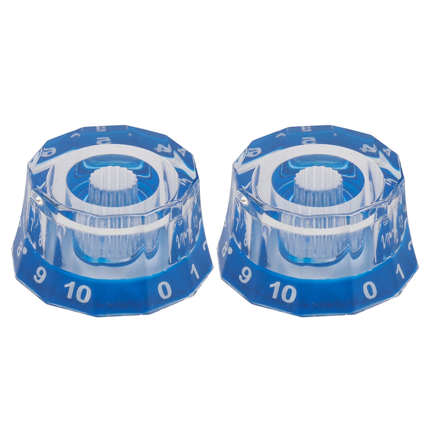 12 Edge Acrylic Bass Guitar Knobs Transparent Blue Volume Tone Control Knobs 2Pc