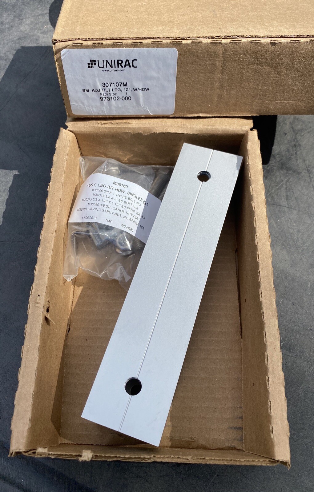 NEW Unirac SolarMount SM Adjustable Tilt Leg 12" with Hardware 307107M Solar