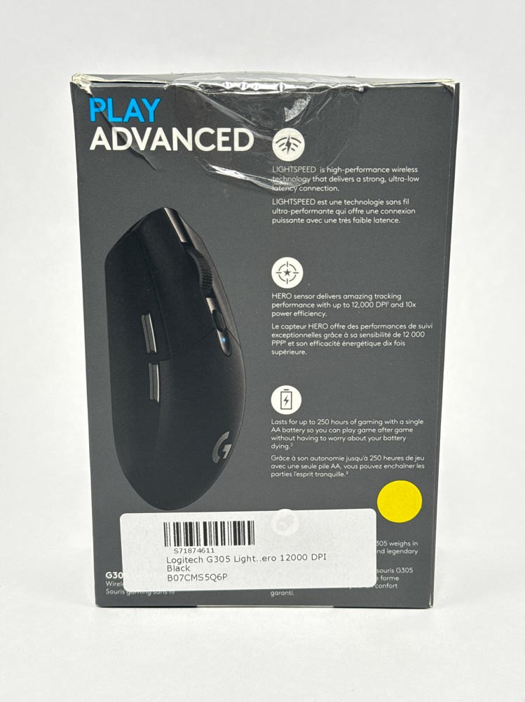 Logitech G305 Lightspeed Wireless Gaming Mouse Hero 12000 DPI Black