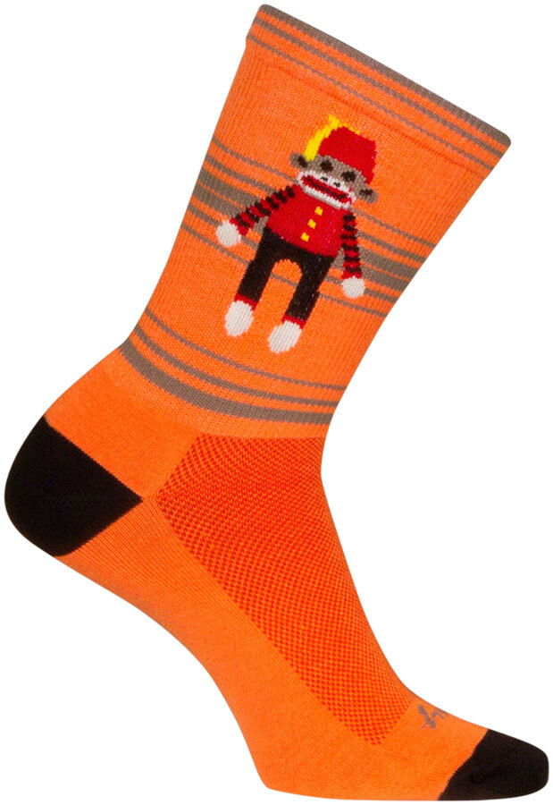 SockGuy Funky Monkey Crew Socks - 6 inch, Orange/Red/Brown, Large/X-Large