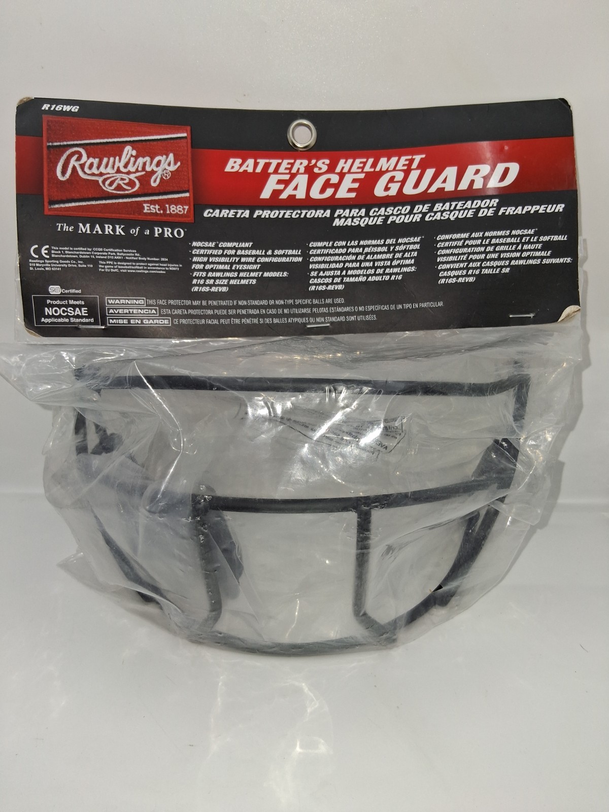 Rawlings | R16WG Batting Helmet Facemask | Baseball | Fits all R16 Senior Size