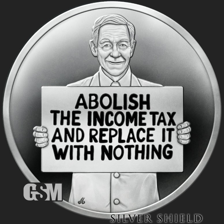 2025 1 oz Proof Abolish Income Tax - WORLD WAR MEme #142- COA 53 - SILVER SHIELD