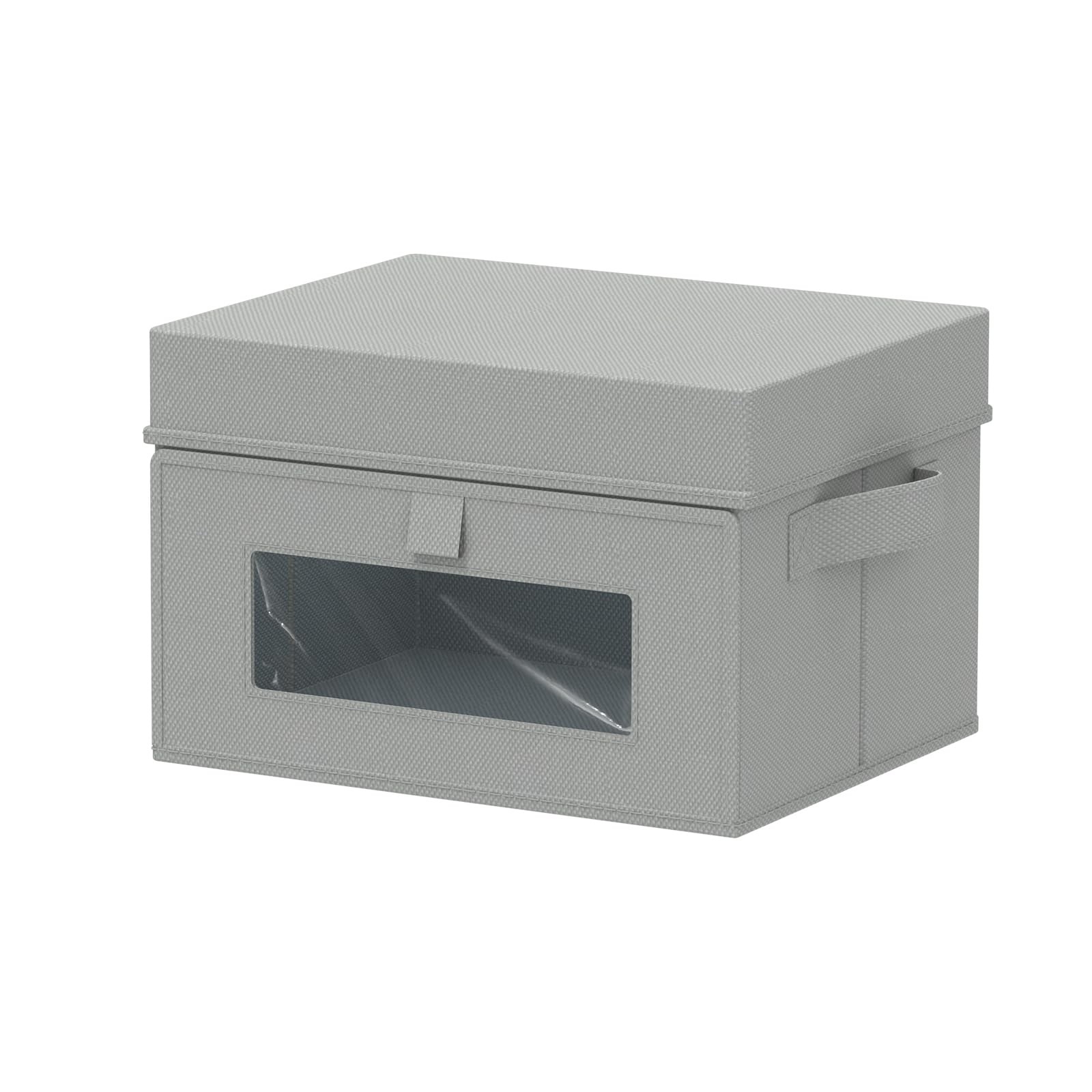 Foldable Storage Bin, Transparent Window Cube Organizer Basket with Lid and 2...