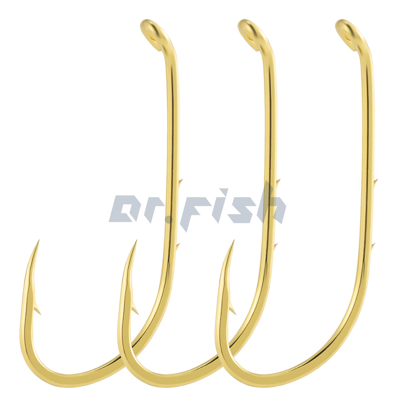 100X Baitholder Gold Fishing Hooks Sea Offset Walleye Rig Long Shank Freshwater