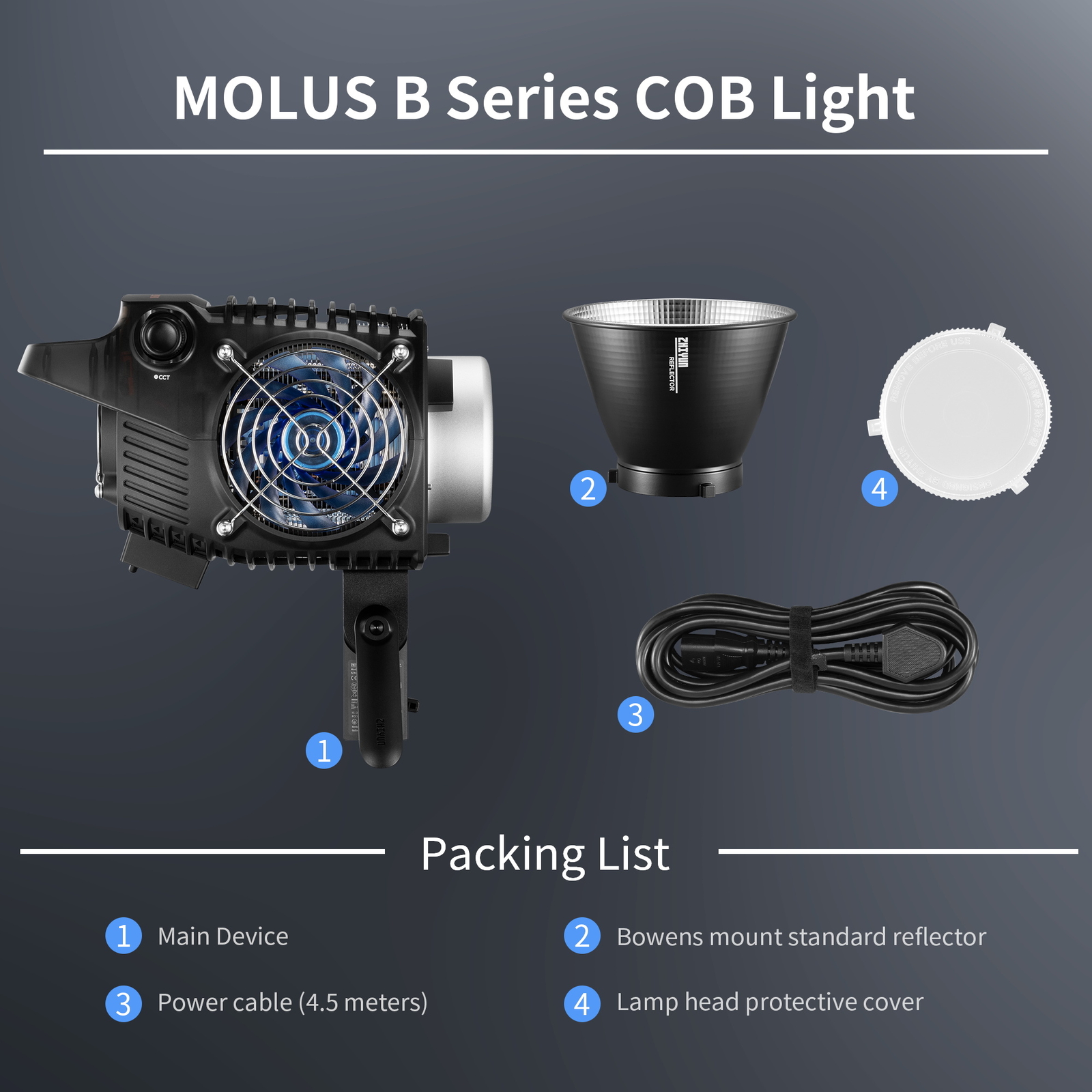 ZHIYUN MOLUS B500 500W COB LED Video Light 2700K-6500K CRI 95+TLCI 97+