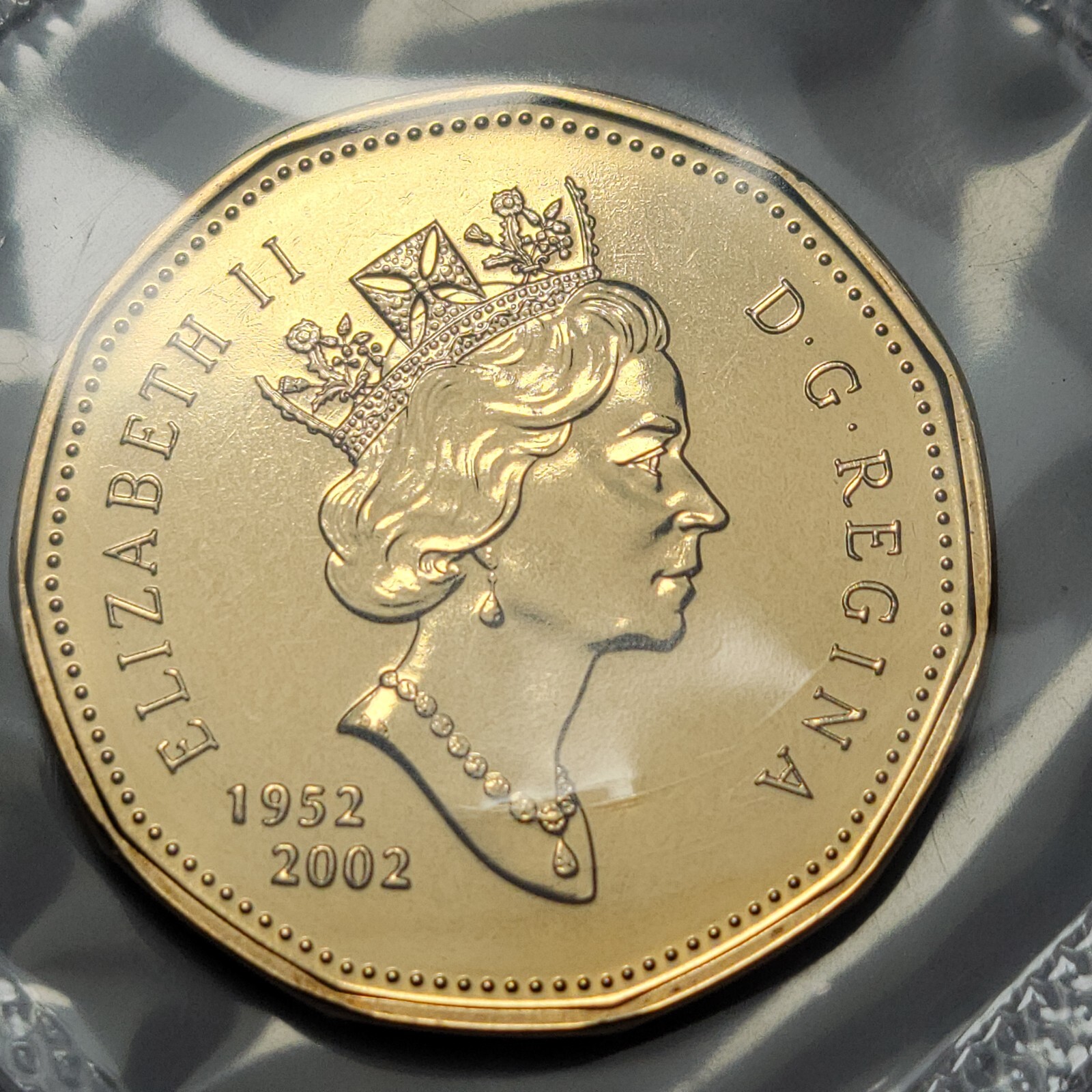 1952-2002 P  Double Date PROOFLIKE Loonie CANADA One Dollar Unc Coin PL in Plio