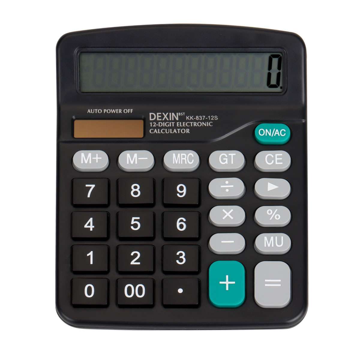 Large 12-Digit Calculator Big Button Desktop Math Display Solar Battery Powered