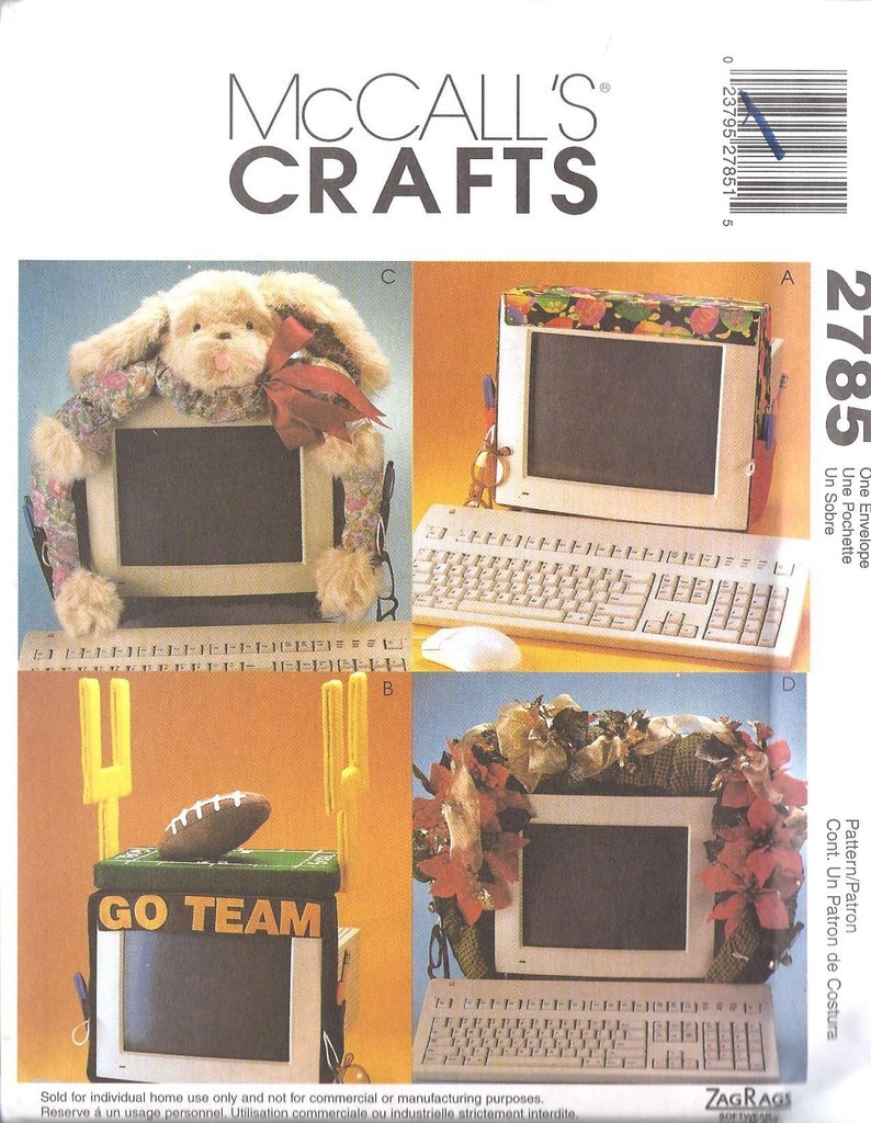 UNCUT McCalls Sewing Pattern Decorative Computer Monitor Bands 2785 OOP Bunny FF