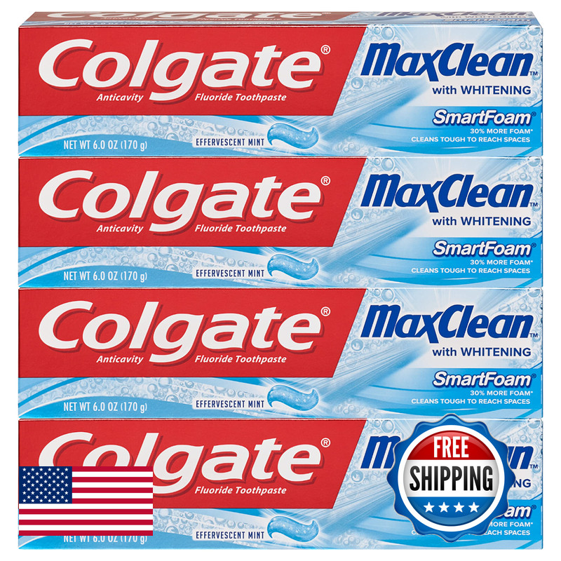 Colgate Max Clean Whitening Foaming Toothpaste Fluoride Effervescent Mint 6