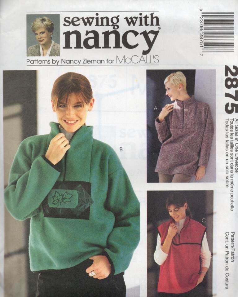 2875 MCCALL'S MISSES'/MISS PETITE PULLOVER TOPS & VEST SZ S-XL