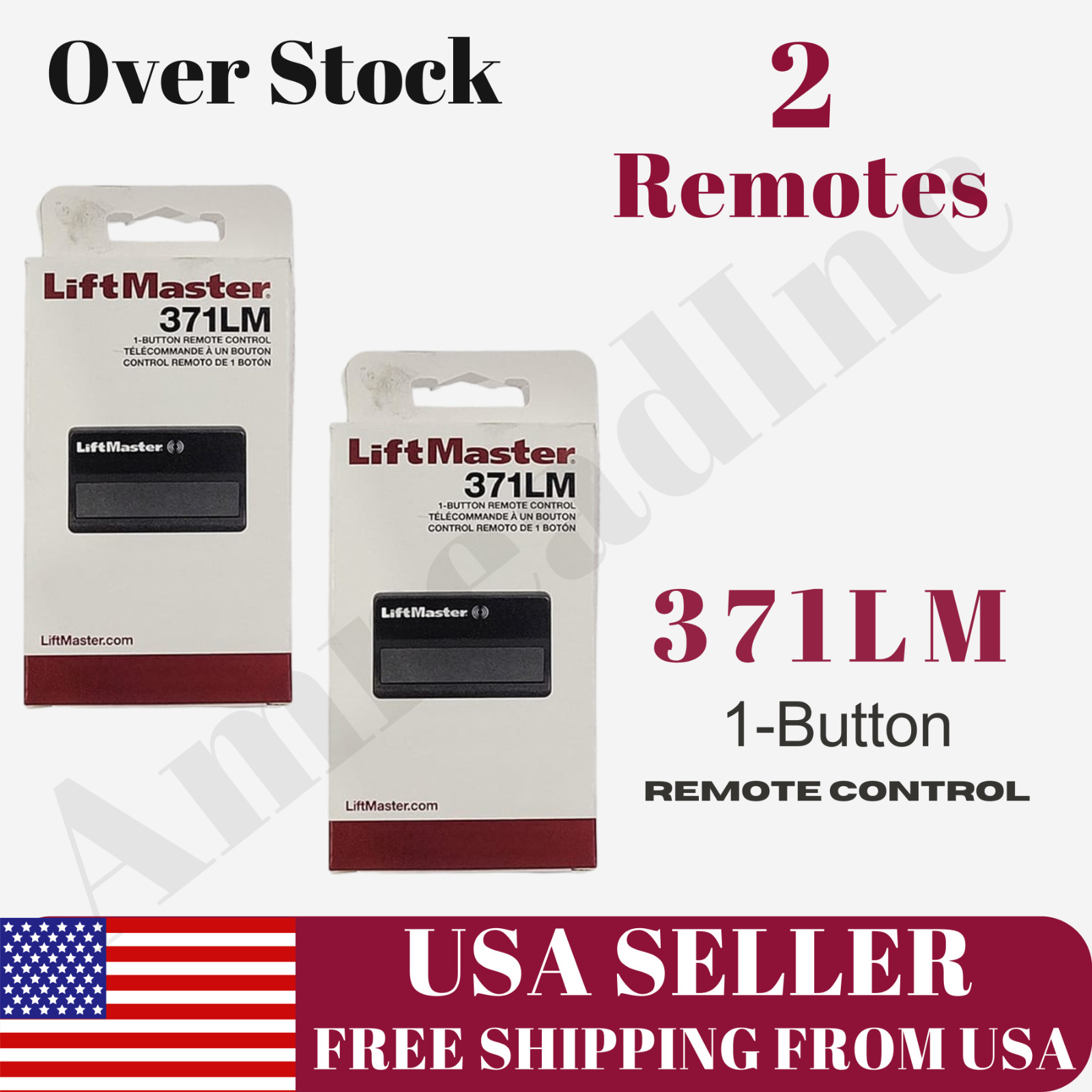 2 Pack LiftMaster 371LM 1-Button Security+ 315MHz Garage Door Remote Control