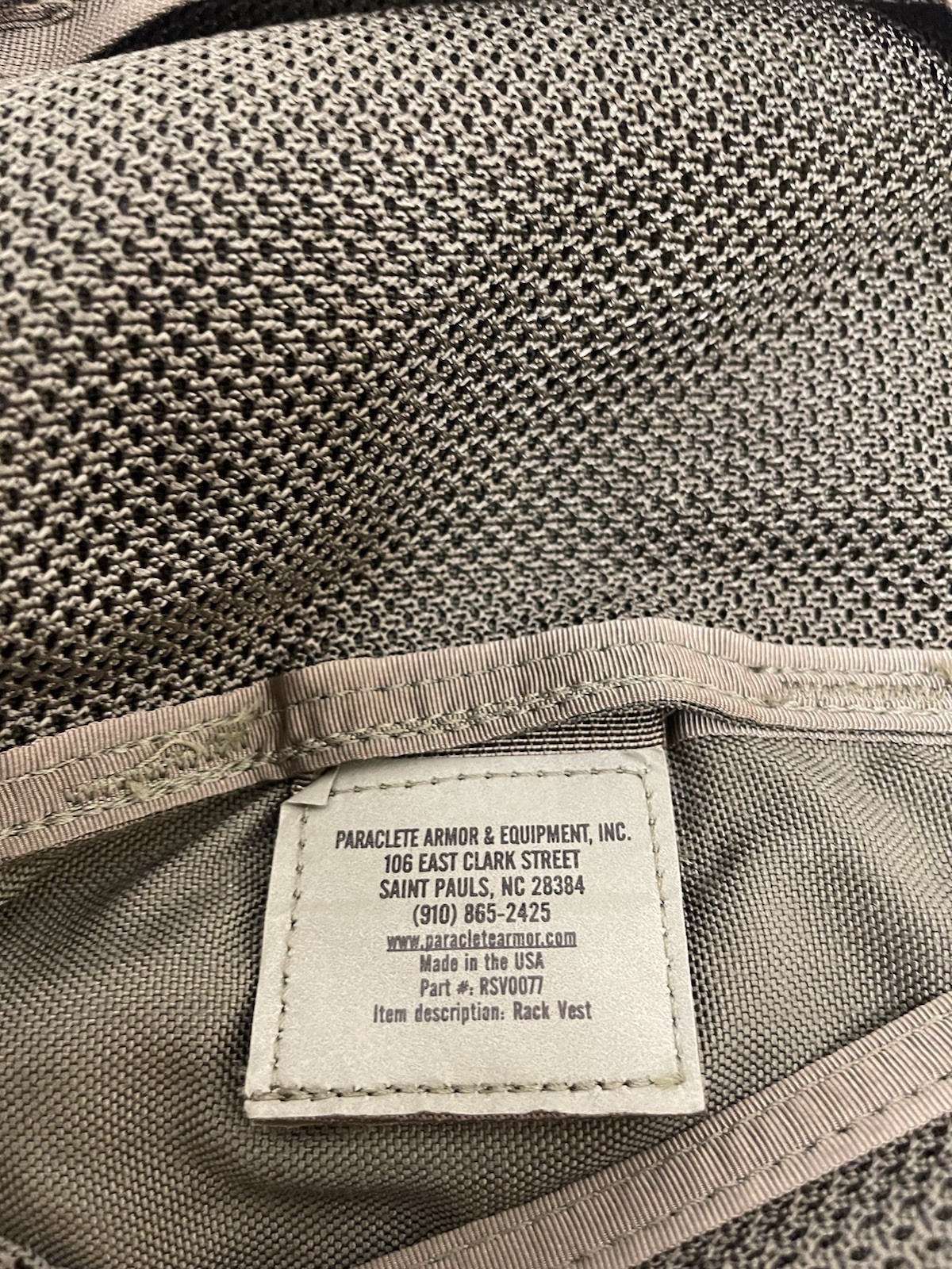 Paraclete Rack Vest Pre MSA Paraclete CAG Delta