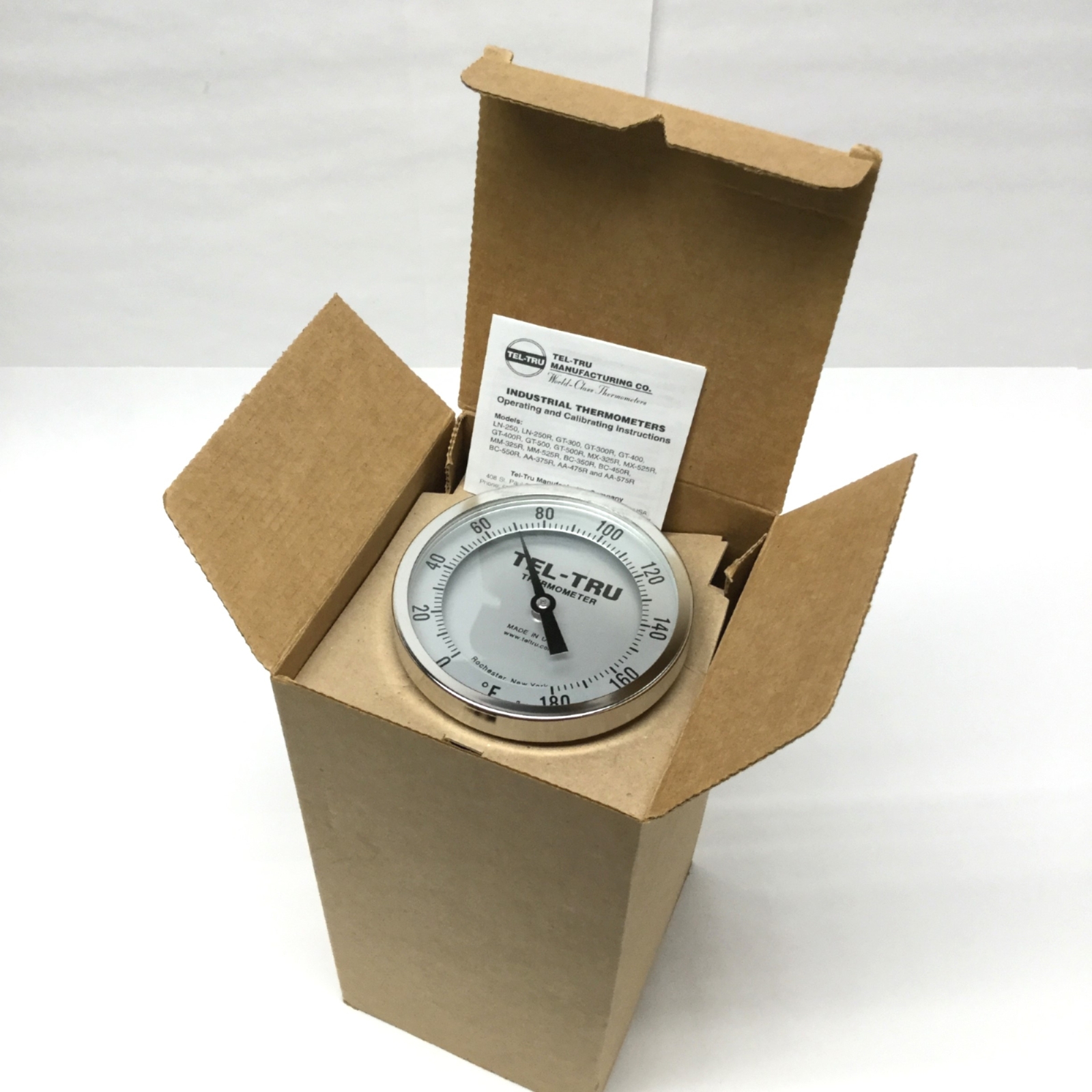 Tel-Tru GT-400R Bimetal Thermometer Ø4" Dial, 6" Stem, 0-180°F, 1/2" NPT