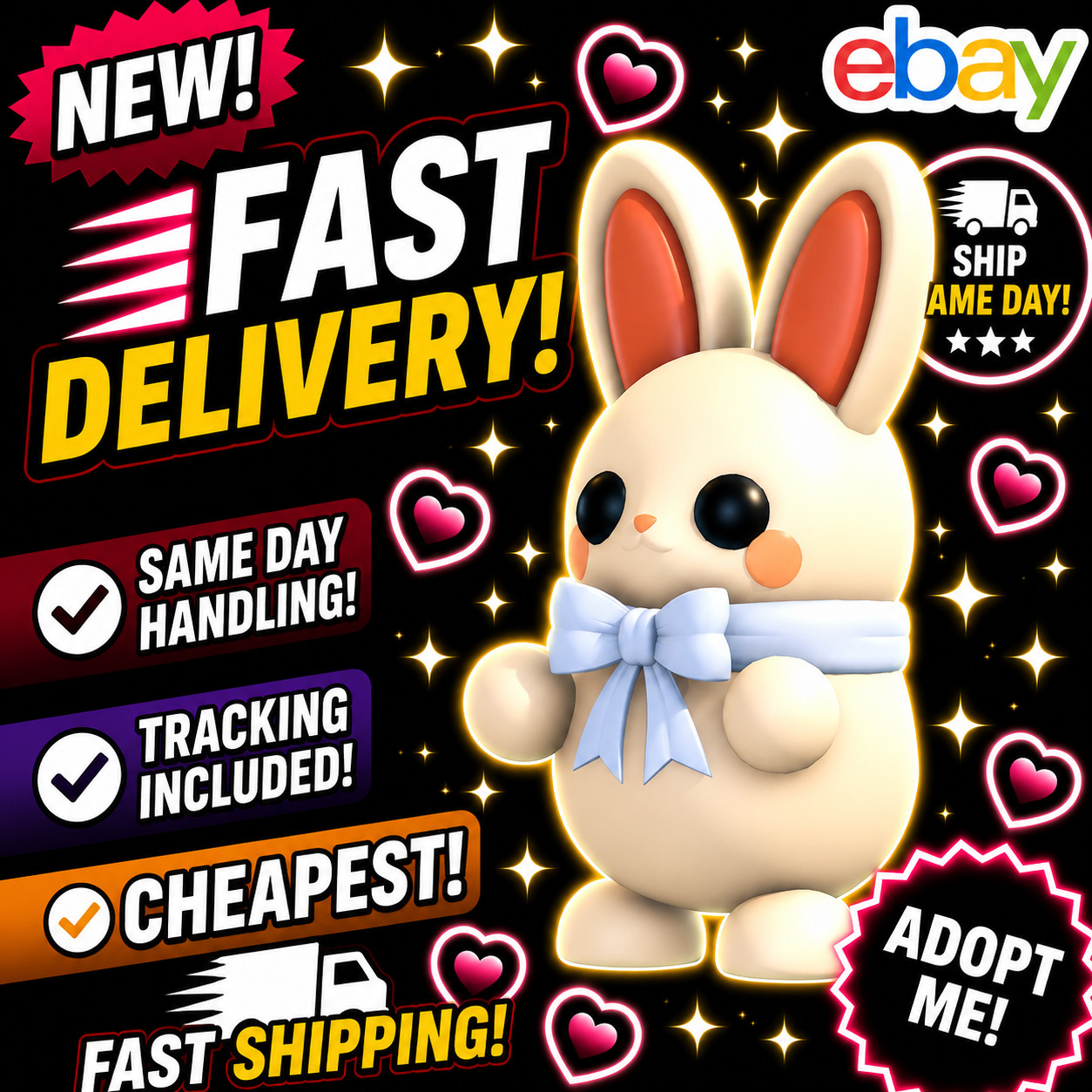 White Choccybunny / All Variations! FR, NFR, MFR, Neon, Mega - Adopt From Me