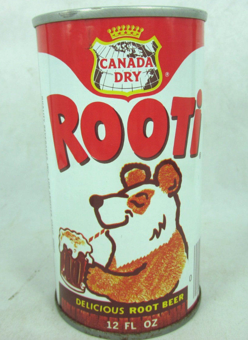 Canada Dry ROOTI root beer soda pop can straight steel Quality Los Angeles CAL