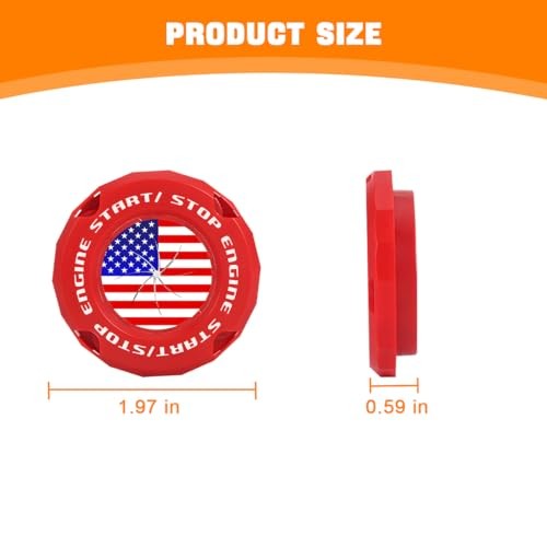 Car Push Start Button Cover, American Flag Design Vehicle Engine One Start Red