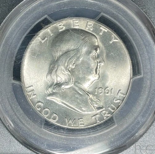 1961 FRANKLIN SILVER HALF DOLLAR ~ PCGS MS 64 ~ BEAUTIFUL COIN ~REF#8905