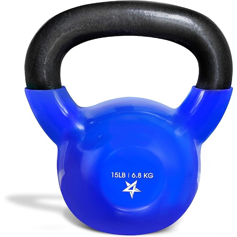 Vinyl Coated Cast Iron Kettlebell 5-100 lb for Home Gym Full Body Workout
