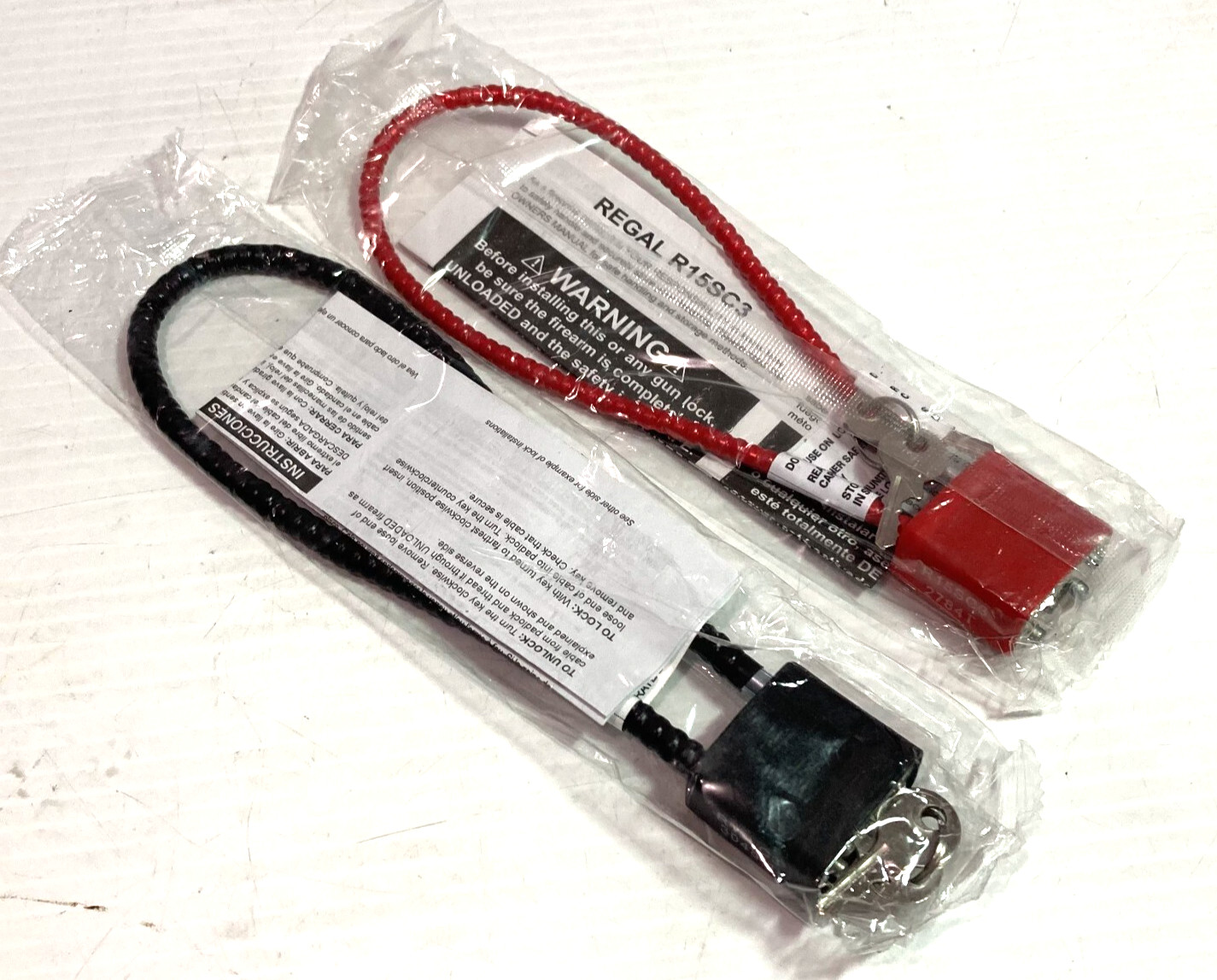 Lot of 2 Regal Pistol Gun Locks Cable NEW, SEALED R15SC3 R15LC3