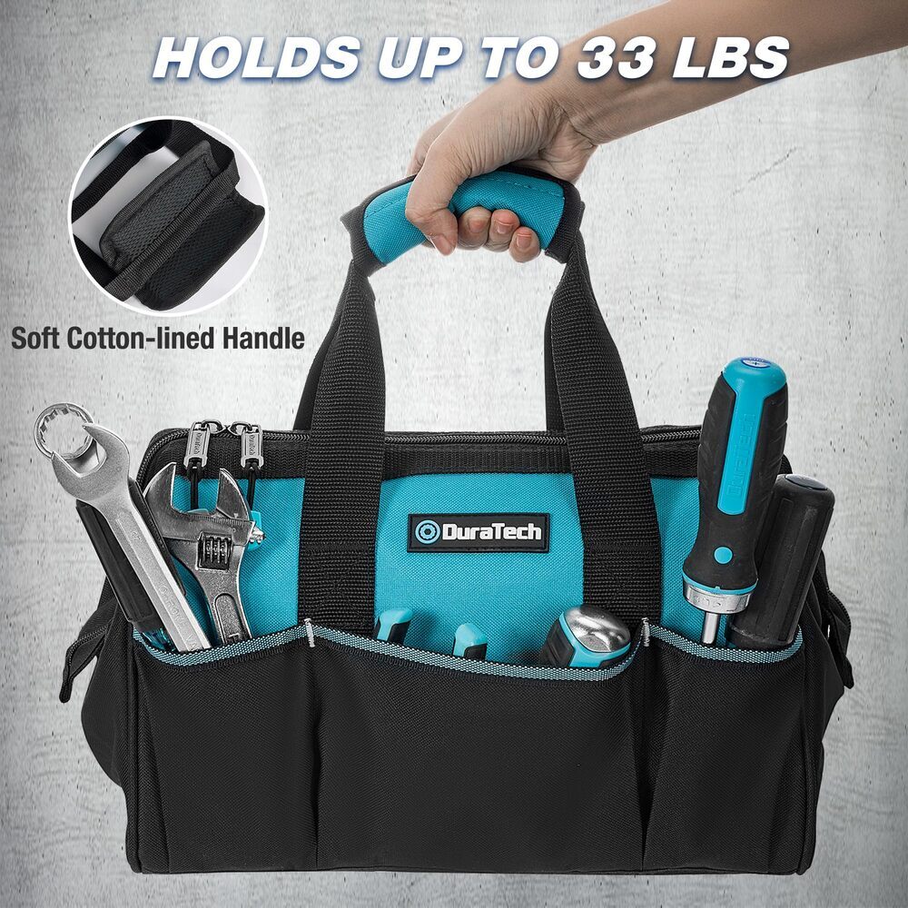 DURATECH 9 Pockets 13" Tool Bag Wide Open Mouth Storage Toolbag Thickened Fabric