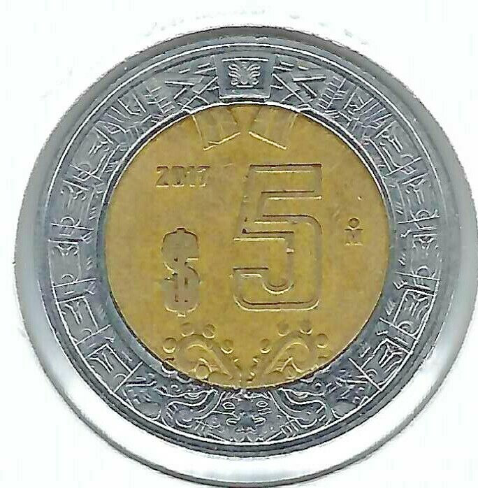 2017 Mexico  Circulated 5 Pesos Coin!