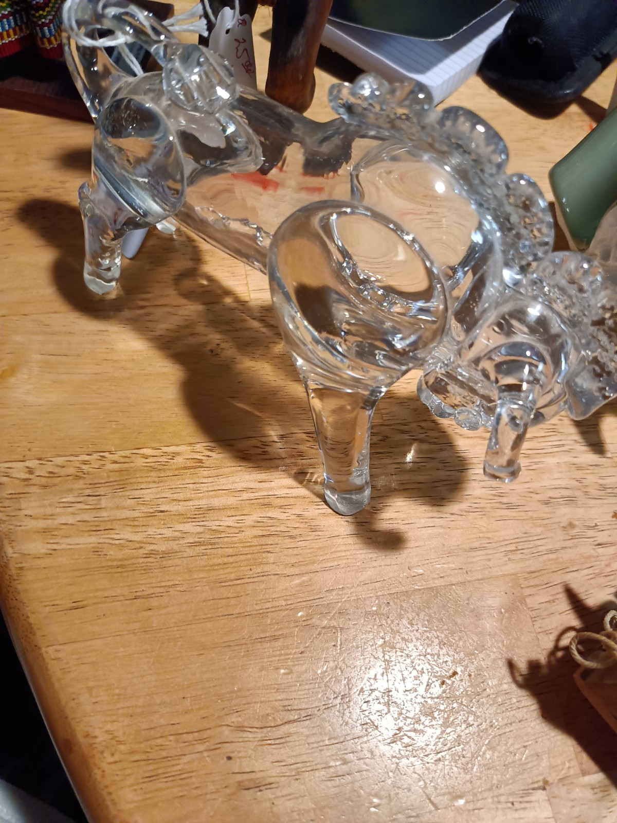 Clear Glass Cow Figurine Glass Animal Sculpture