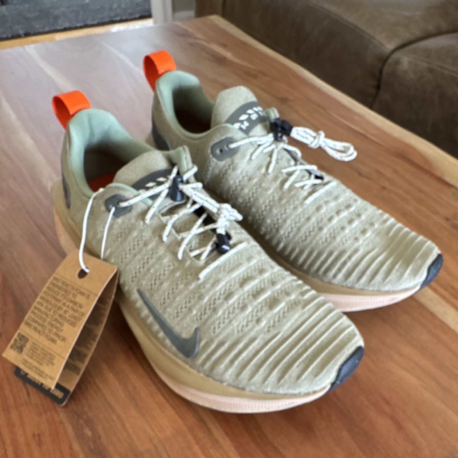 Nike React Men's Running Shoes Beige Orange Mesh Low Top Lightweight 11.5