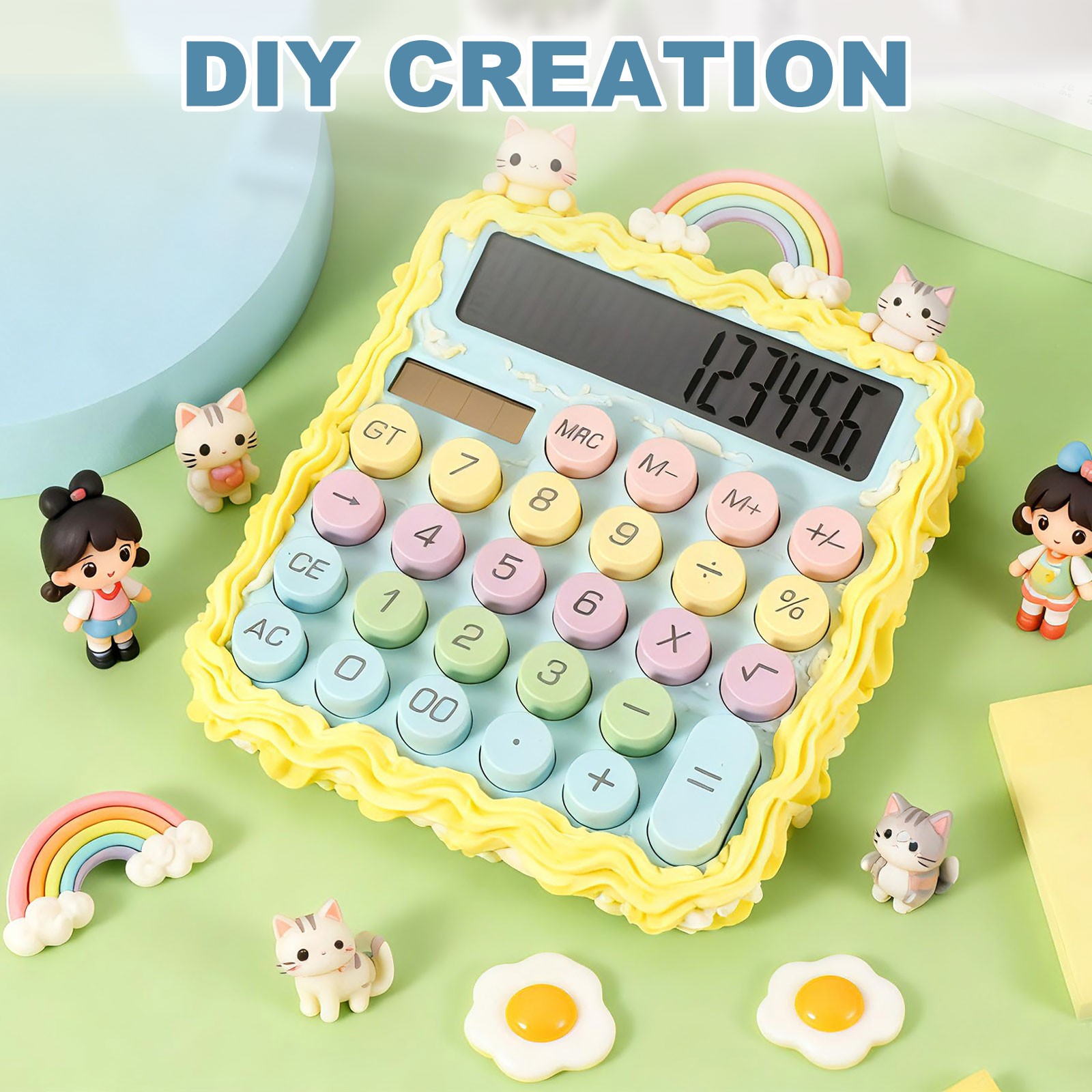 Cute Calculator Desk Calculator Basic Big Button, Gradient Blue